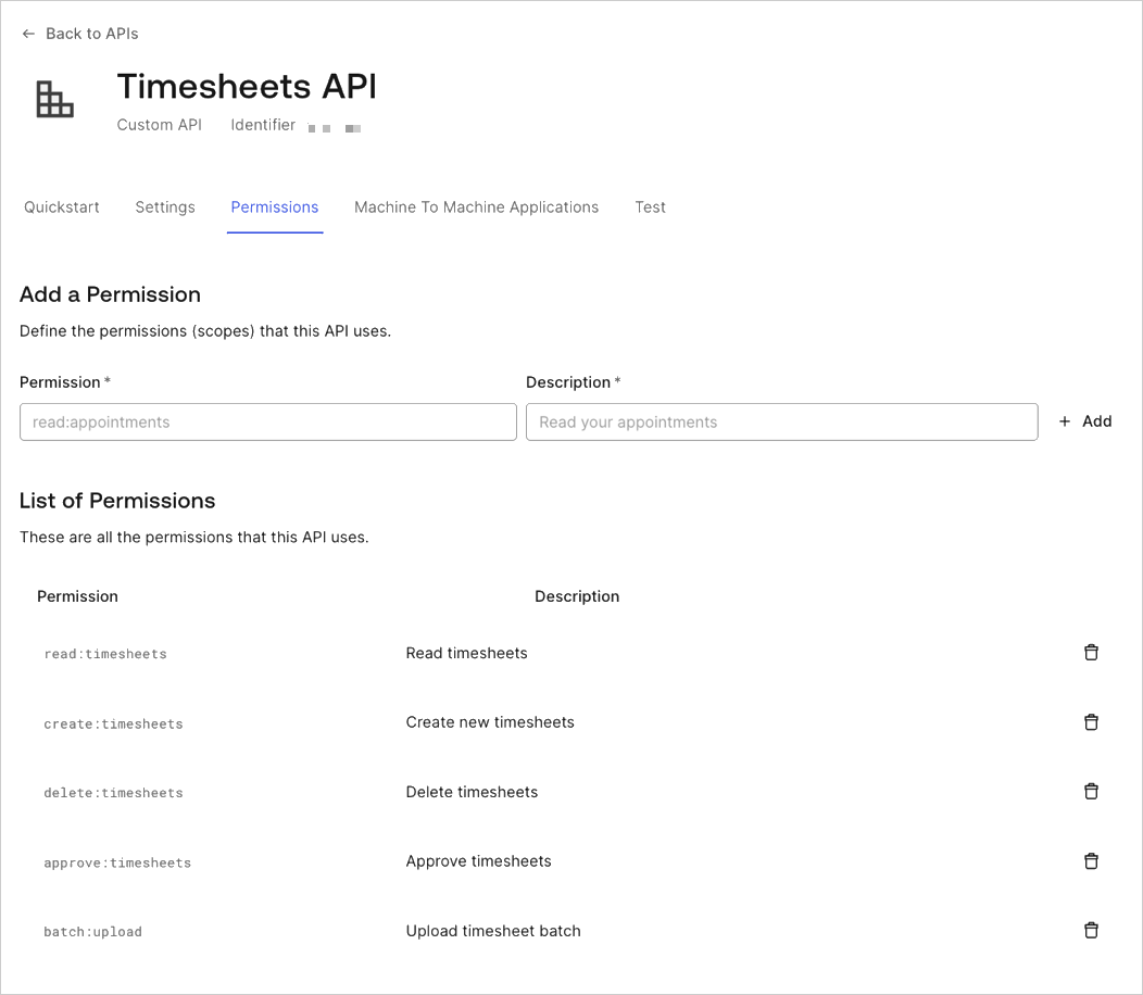 Dashboard > APIs > Permissions