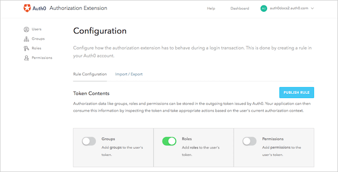 Authorization Extension - Configuration - User Info