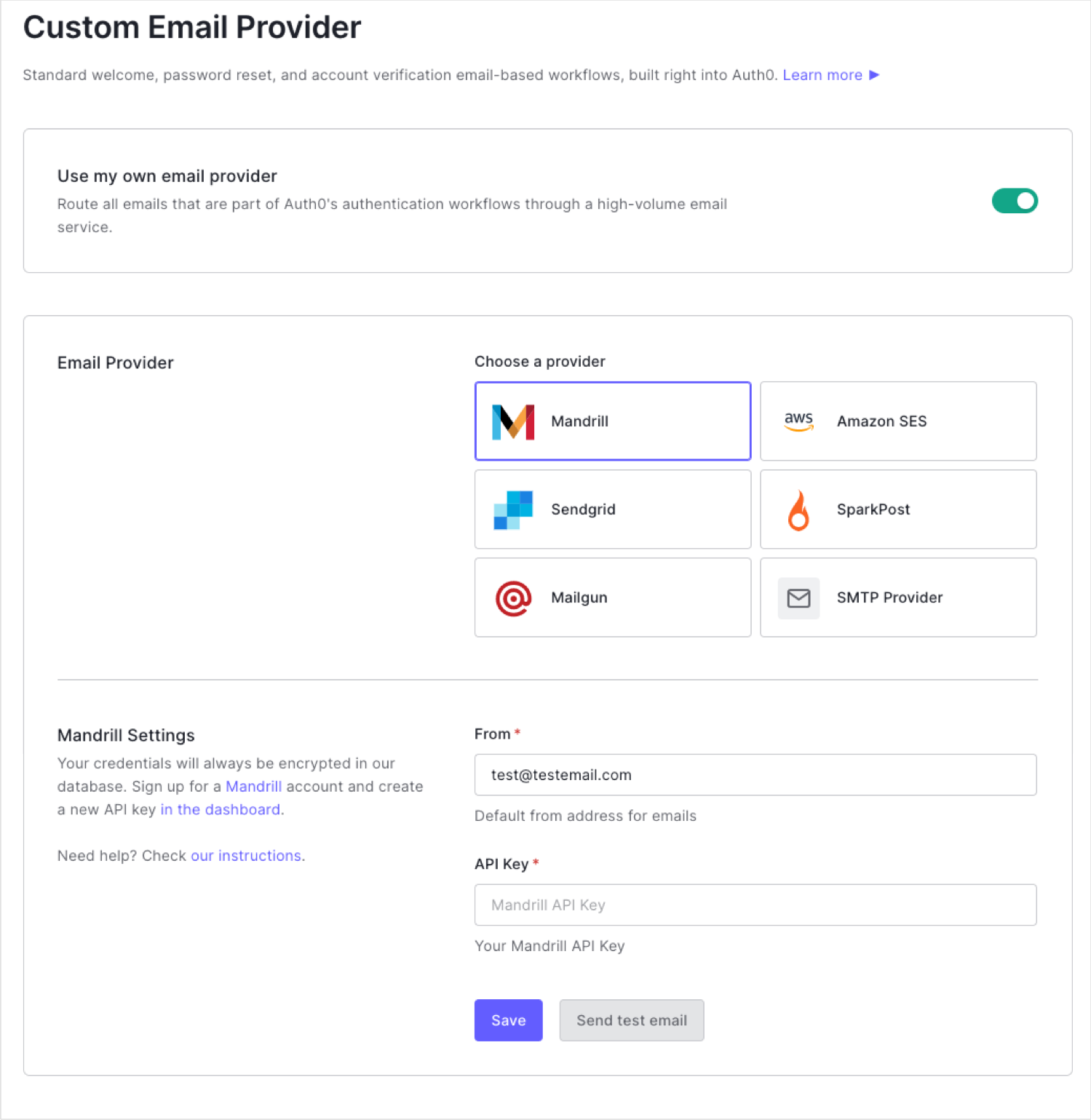 Auth0 Branding Email Provider External SMTP