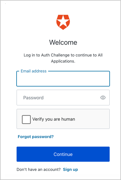 The login page with a success screen