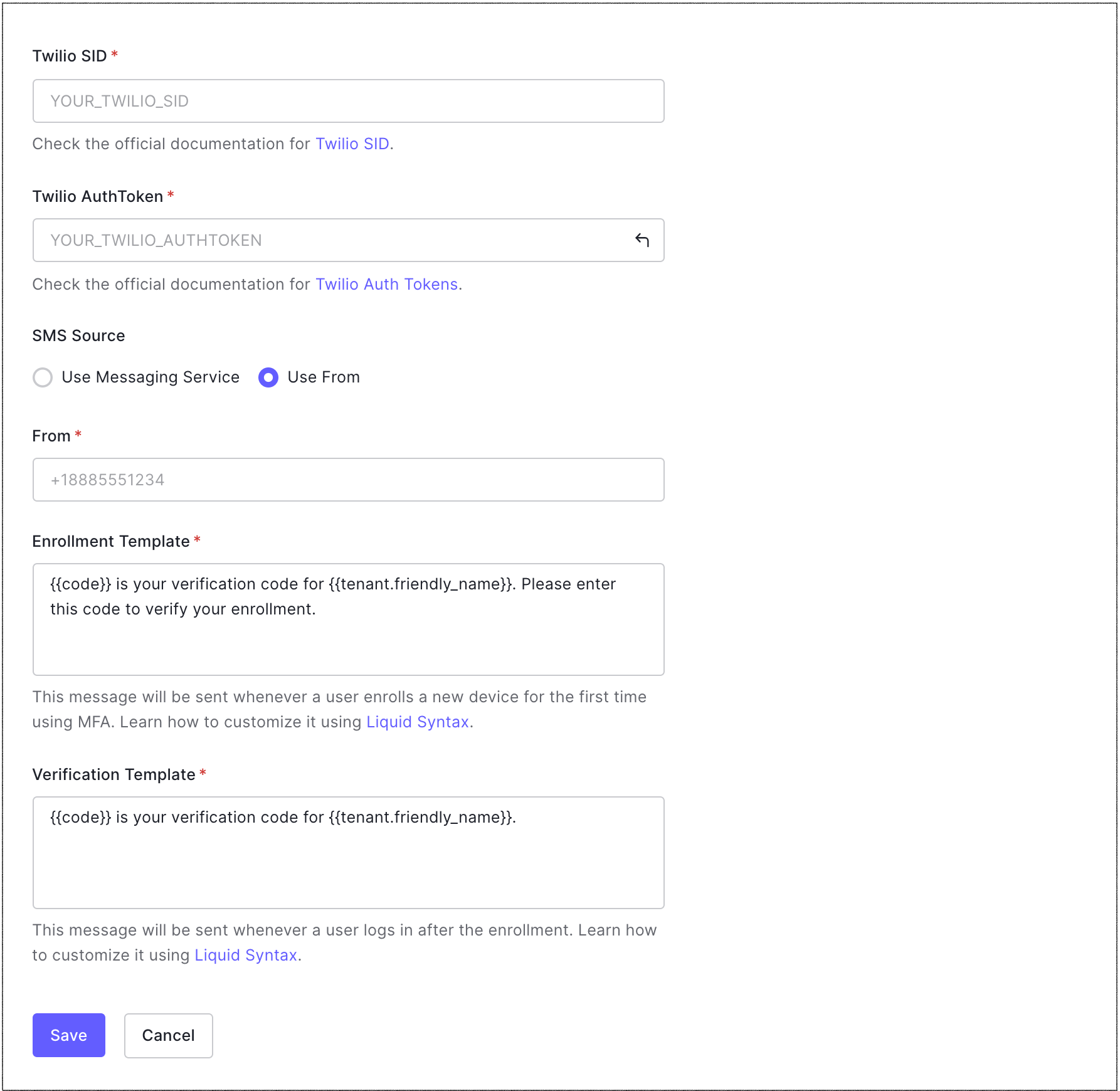 Dashboard Security Multi-Factor Auth Twilio