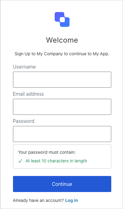 Login form with username