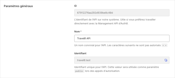 Dashboard (Tableau de bord) - Applications - API - Settings Tab (Onglet paramètres) - Access Settings (Paramètres d’accès)