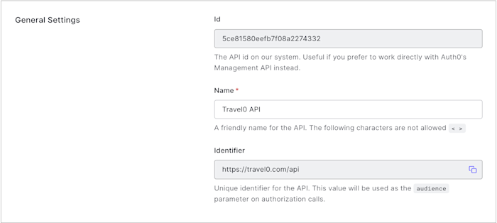 Dashboard Applications APIs Settings Tab General Settings