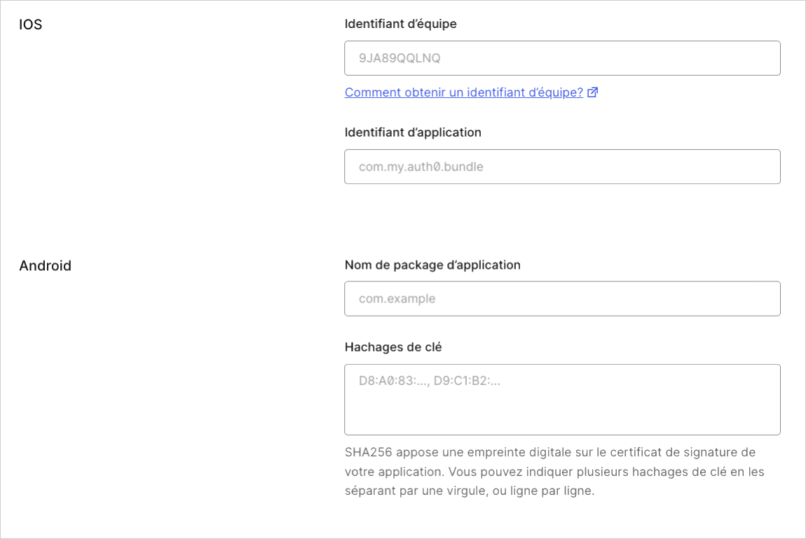 Dashboard (Tableau de bord) Applications Onglet Application Settings (Paramètres d’application) Advanced Settings (Paramètres avancés) Onglet Device Settings (Paramètres de périphérique)