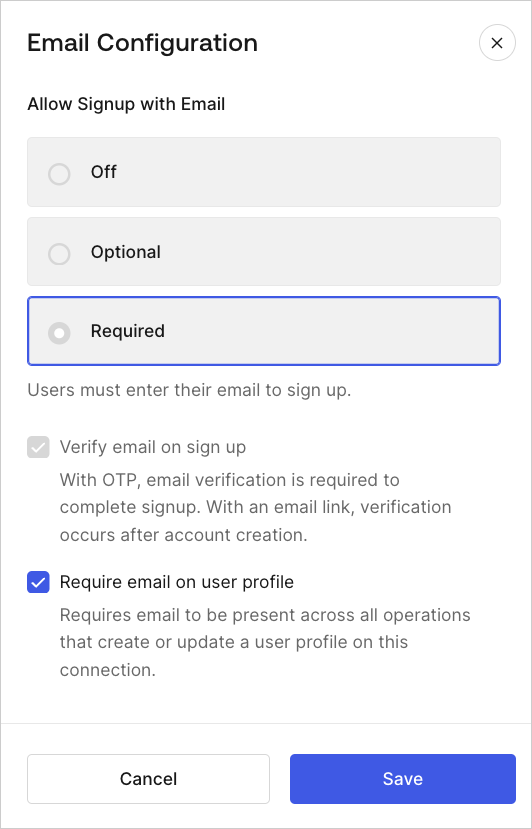 Auth0 Dashboard > Authentication > Database Connections > Authentication Methods