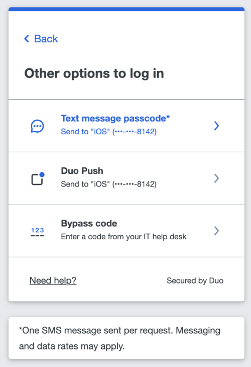 Security Multi-Factor Authentication Cisco Duo Security Login screen example