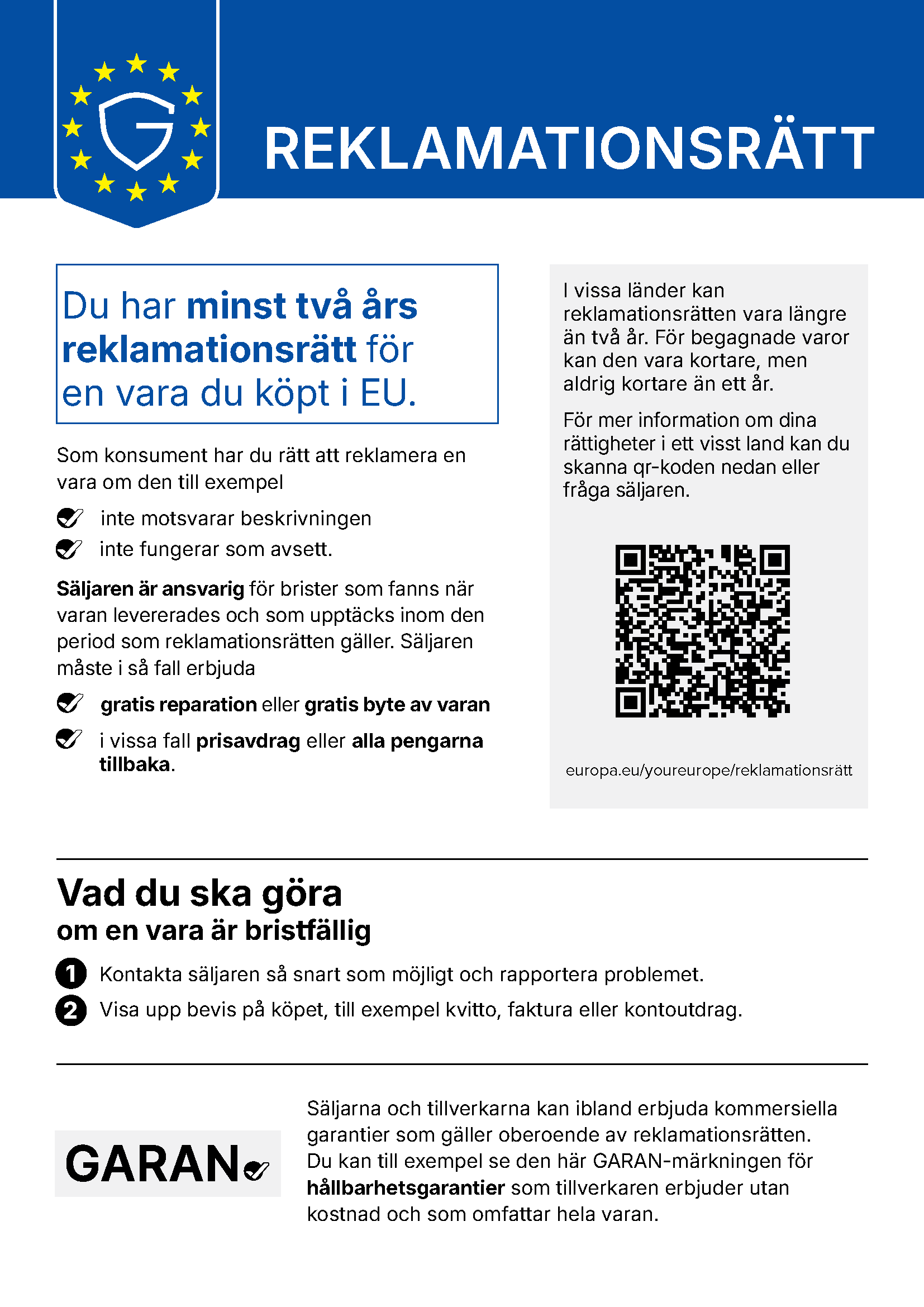 Legal guarantee notice SV