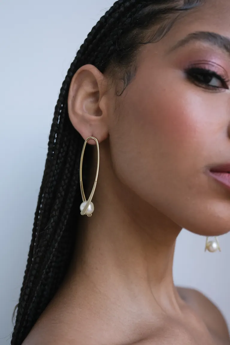 Danna Gold and Pearl Statement Earring by Jenny Yoo