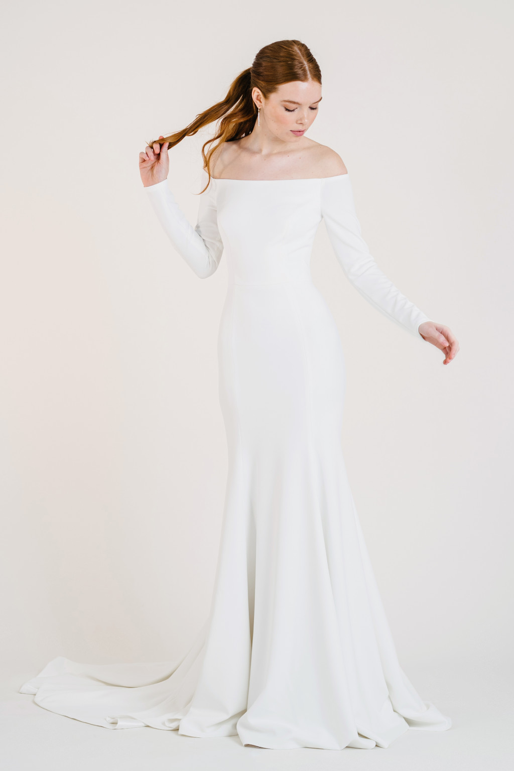 Jenny_by_Jenny_Yoo_Bridal_Frankie_Wedding_Dress_off_the_shoulder_long_sleeve_fit_and_flare_front_1A