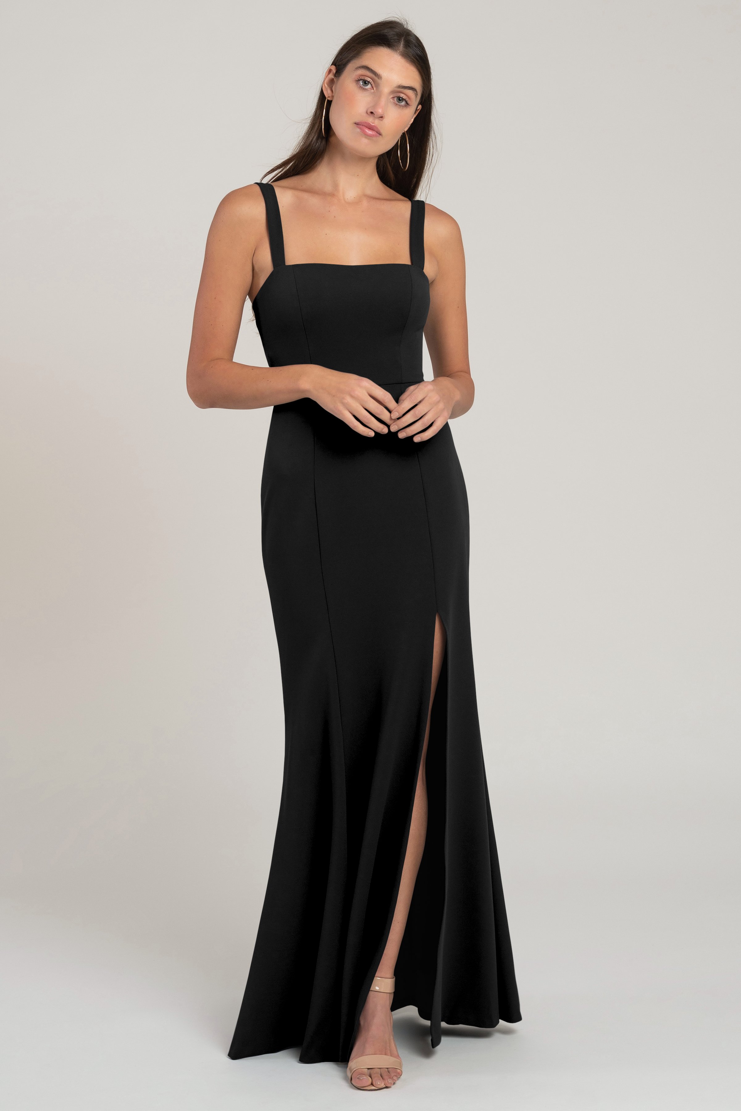 Womens Clothing Dresses Casual and summer maxi dresses Jenny Yoo Synthetic Jenner Square-neck Stretch-woven Maxi Dress in Black 