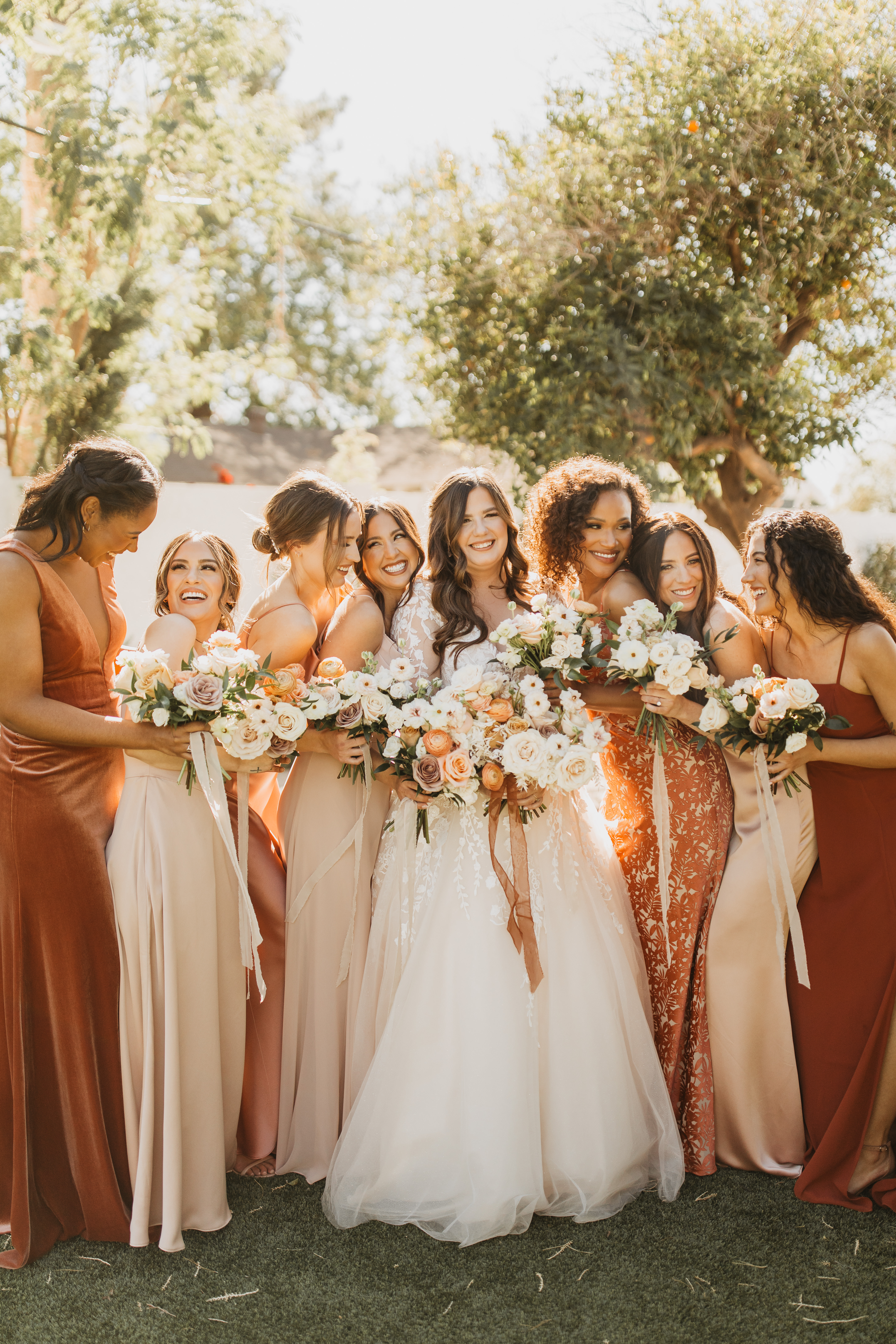 English Rose and Neutral Blush Bridesmaids Real Wedding in Jenny Yoo