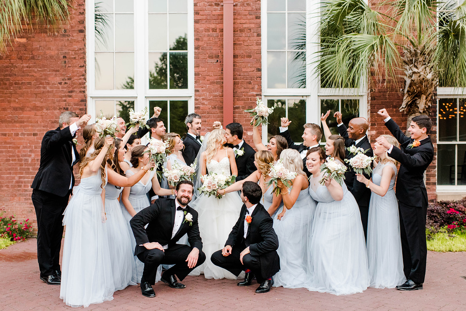 Whisper Blue Tulle Bridesmaids Real Wedding with Jenny Yoo