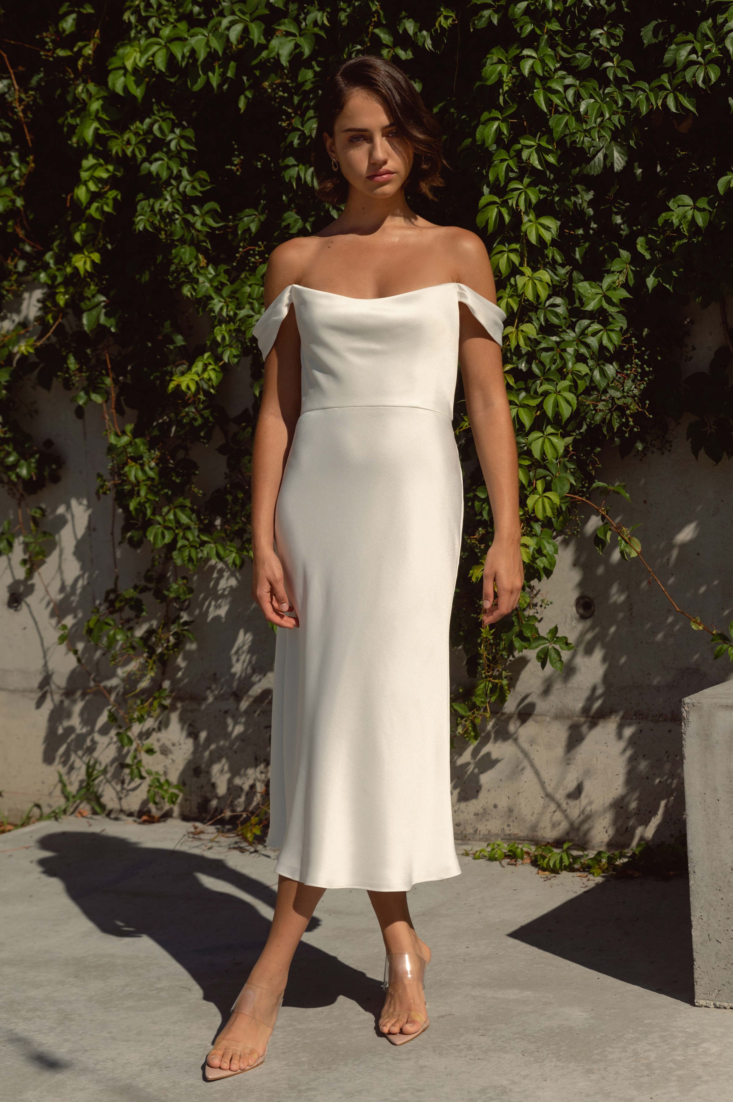 White Satin Mini Dress - Halter Mini Dress - Bridal Shower Dress - Lulus
