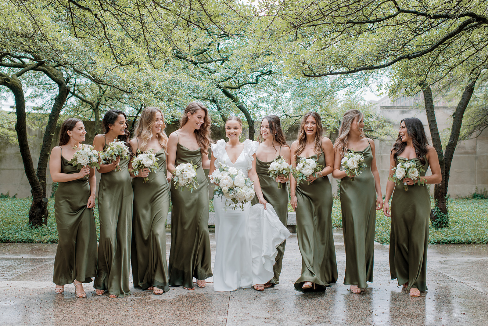 light olive green bridesmaid dresses