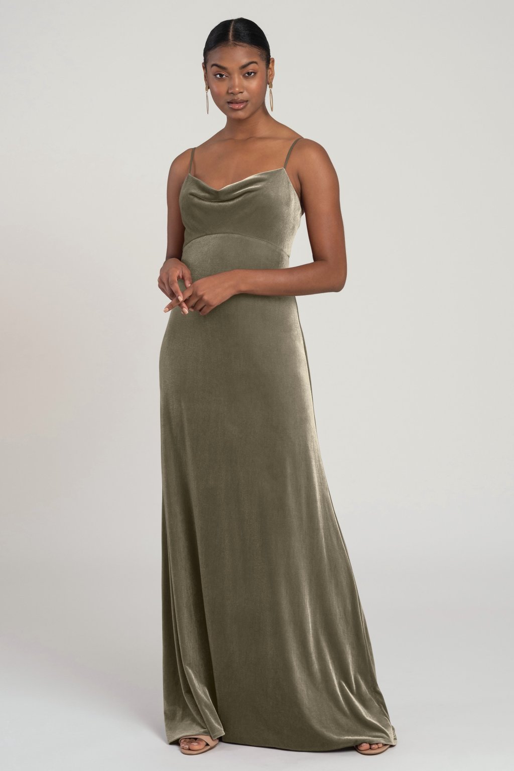 Jenny_Yoo_Sammi_Bridesmaid_Dress_Cowl_Neck_Velvet_sage_green_front