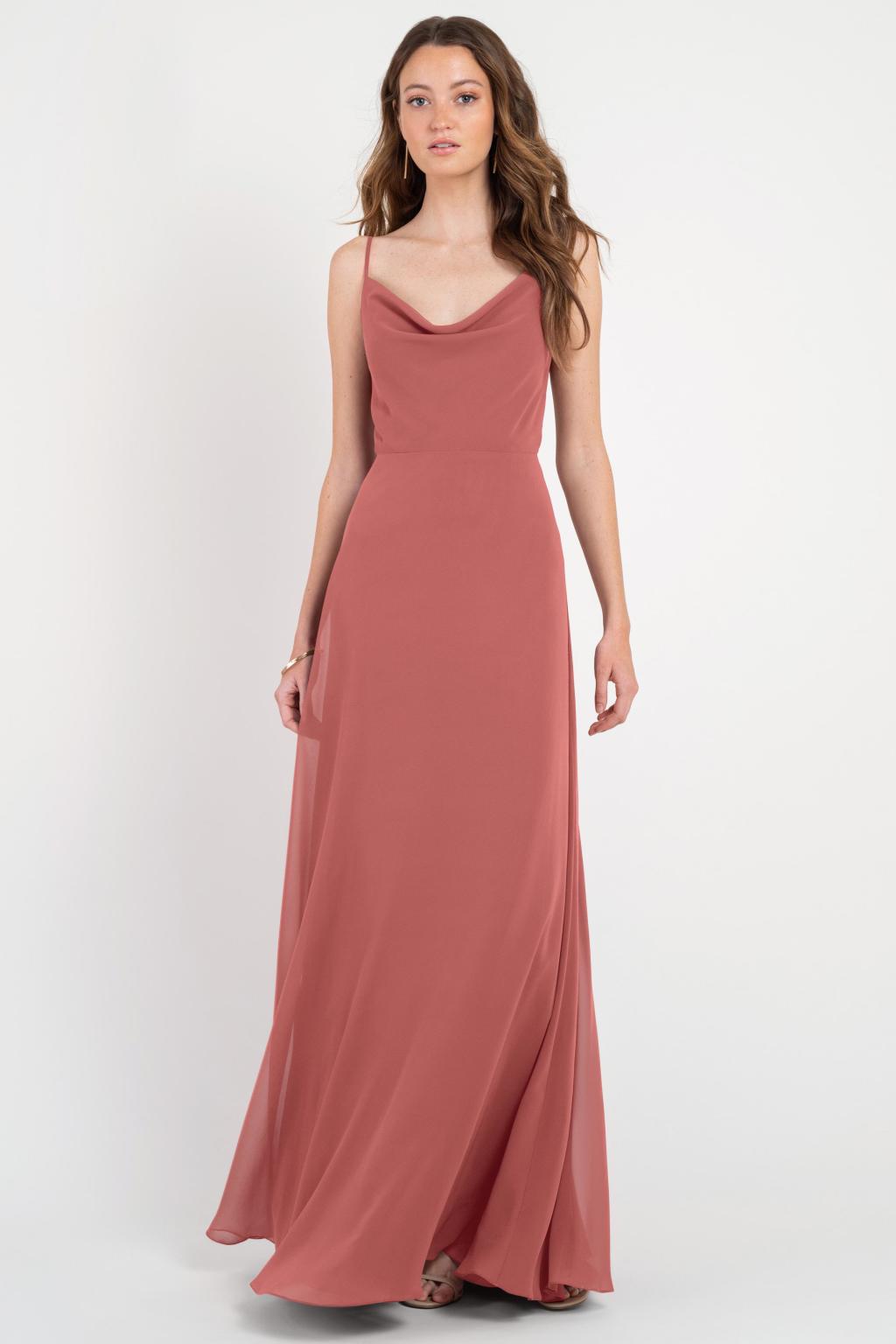 Jenny_Yoo_Colby_Bridesmaid_Dress_Cowl_Neck_Chiffon_dusty_rose_pink_front