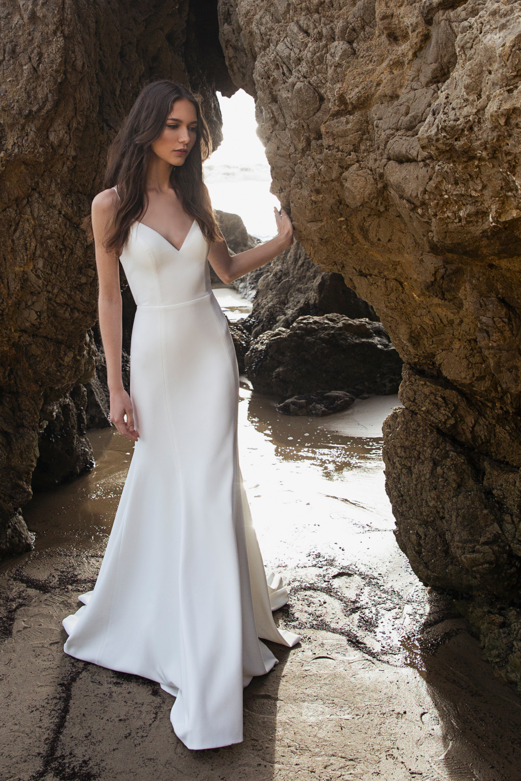 Jenny_by_Jenny_Yoo_Wedding_Dress_Whitley_V_Neck_Fit_and_Flare_Ivory_white_front_campaign