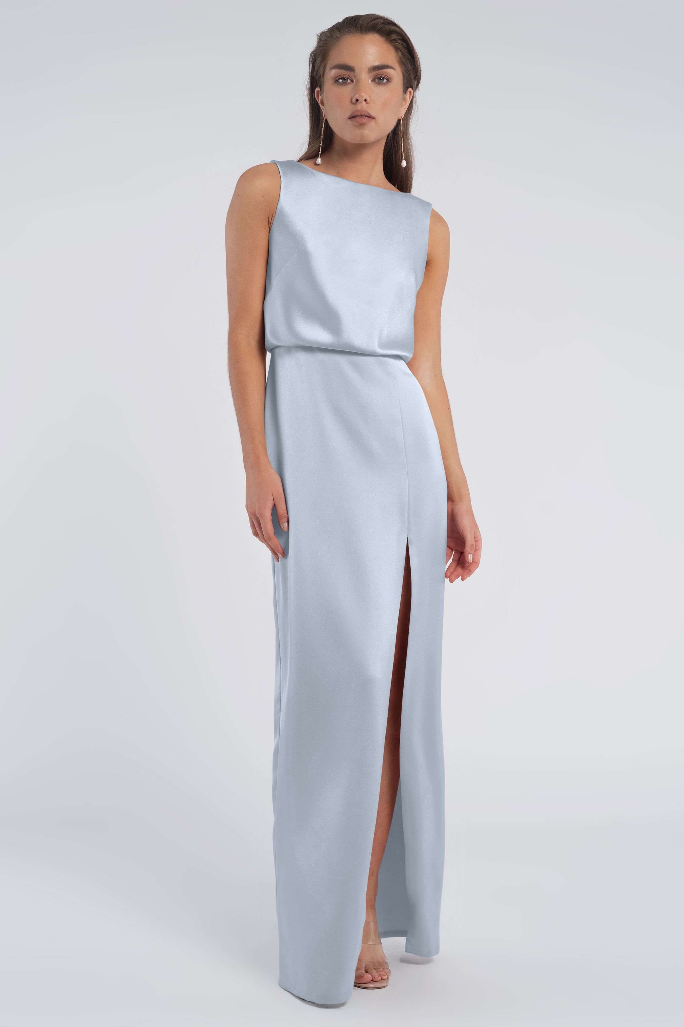 Jenny Yoo Priyanka Satin deals Dress in Whisper Blue