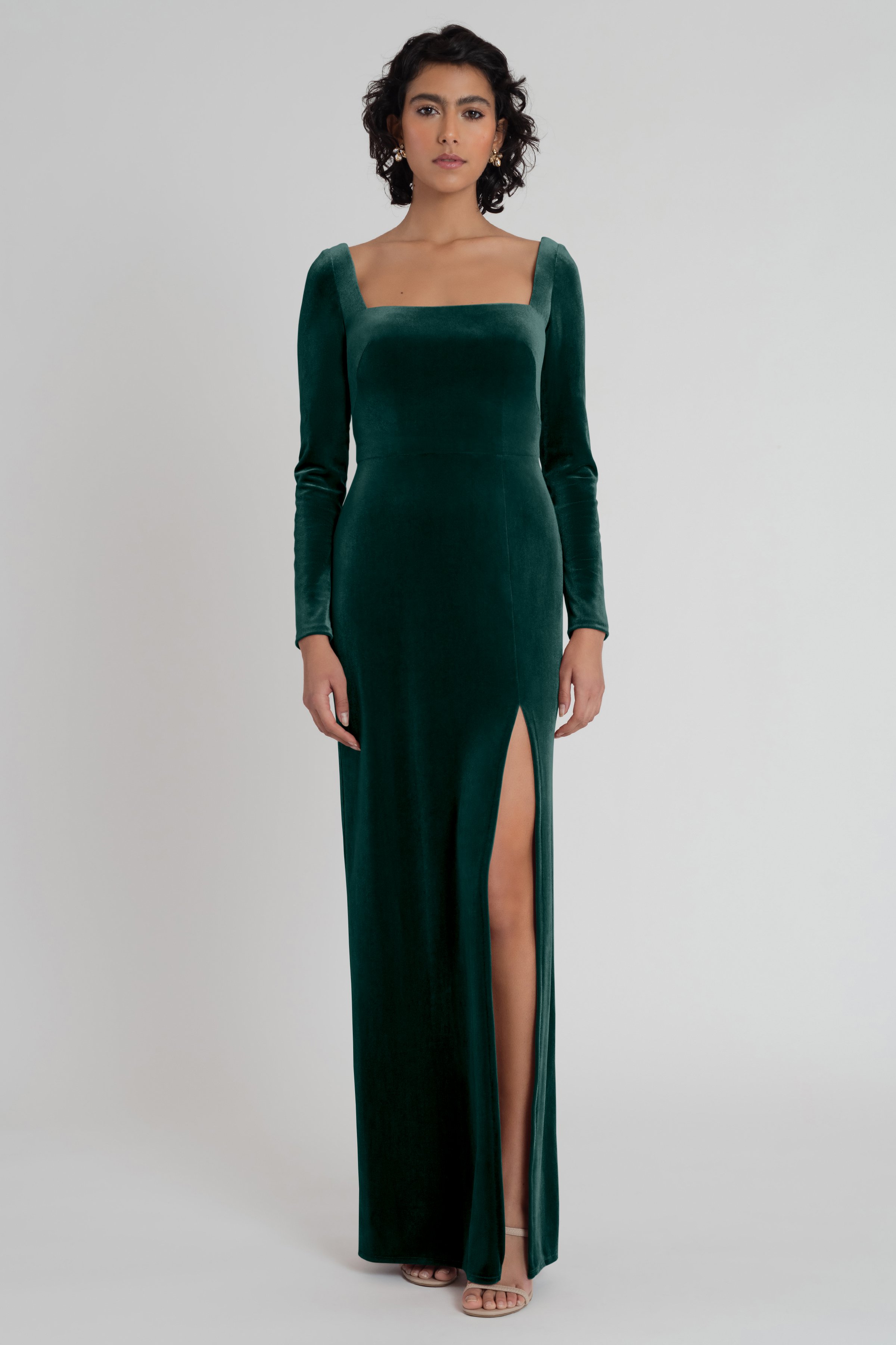 Dark Green Velvet Dress Wrapdress Long Dress Bridesmaid -  Norway