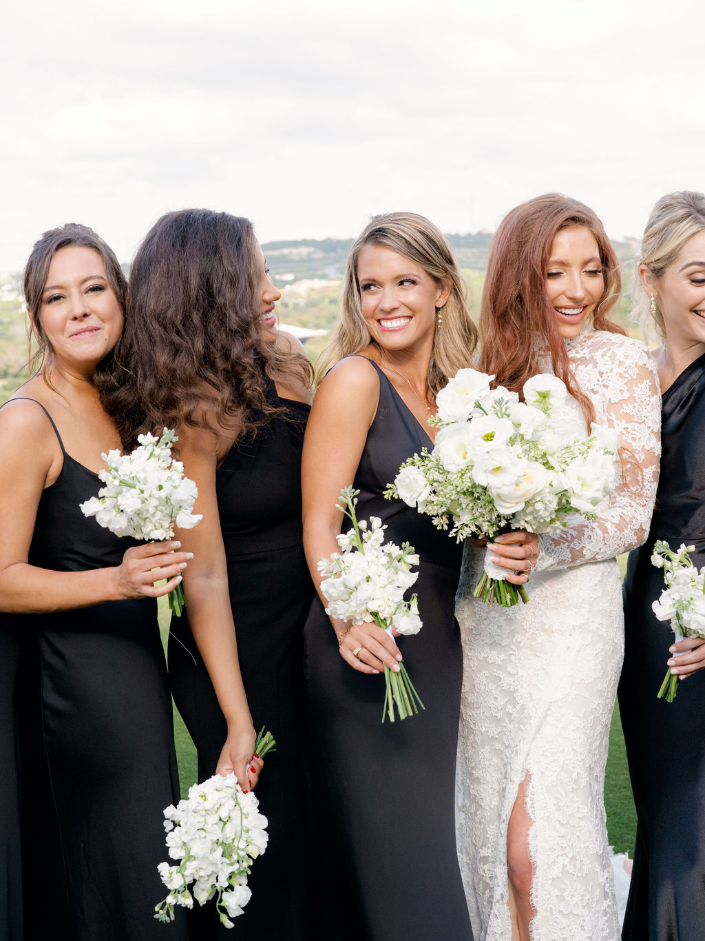 Jenny Yoo Black Mismatched Bridesmaid Dresses in Satin Velvet and Crepe