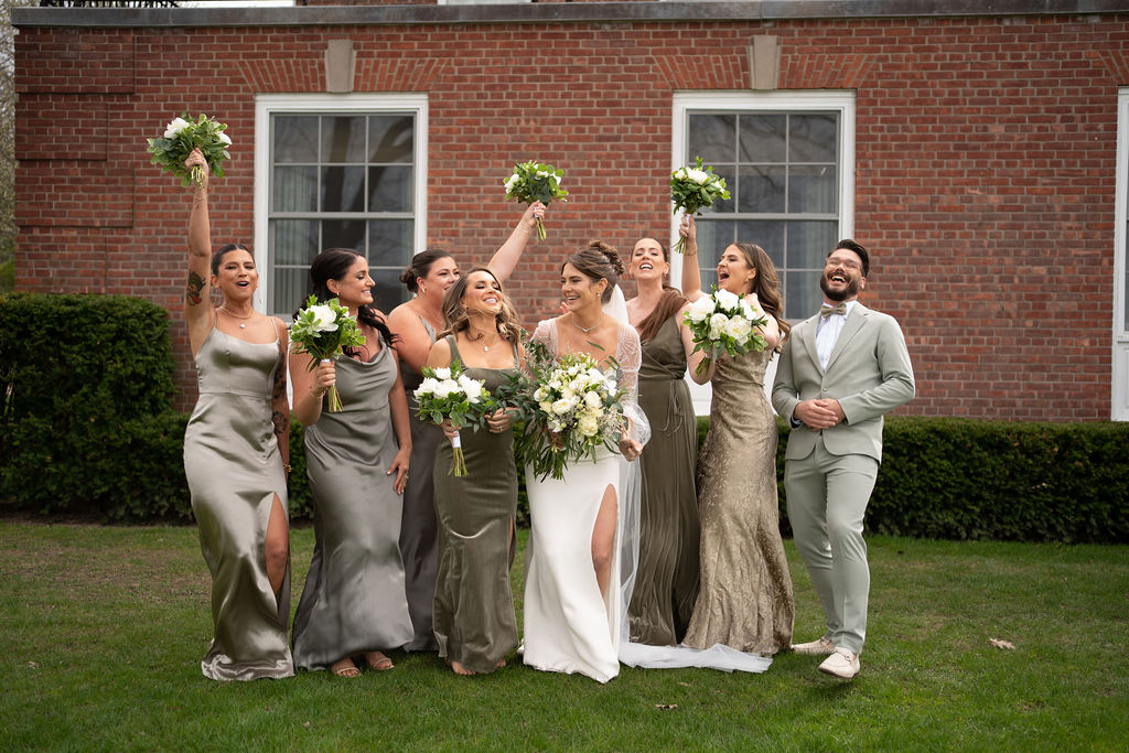 Mismatched green shop bridesmaid dresses