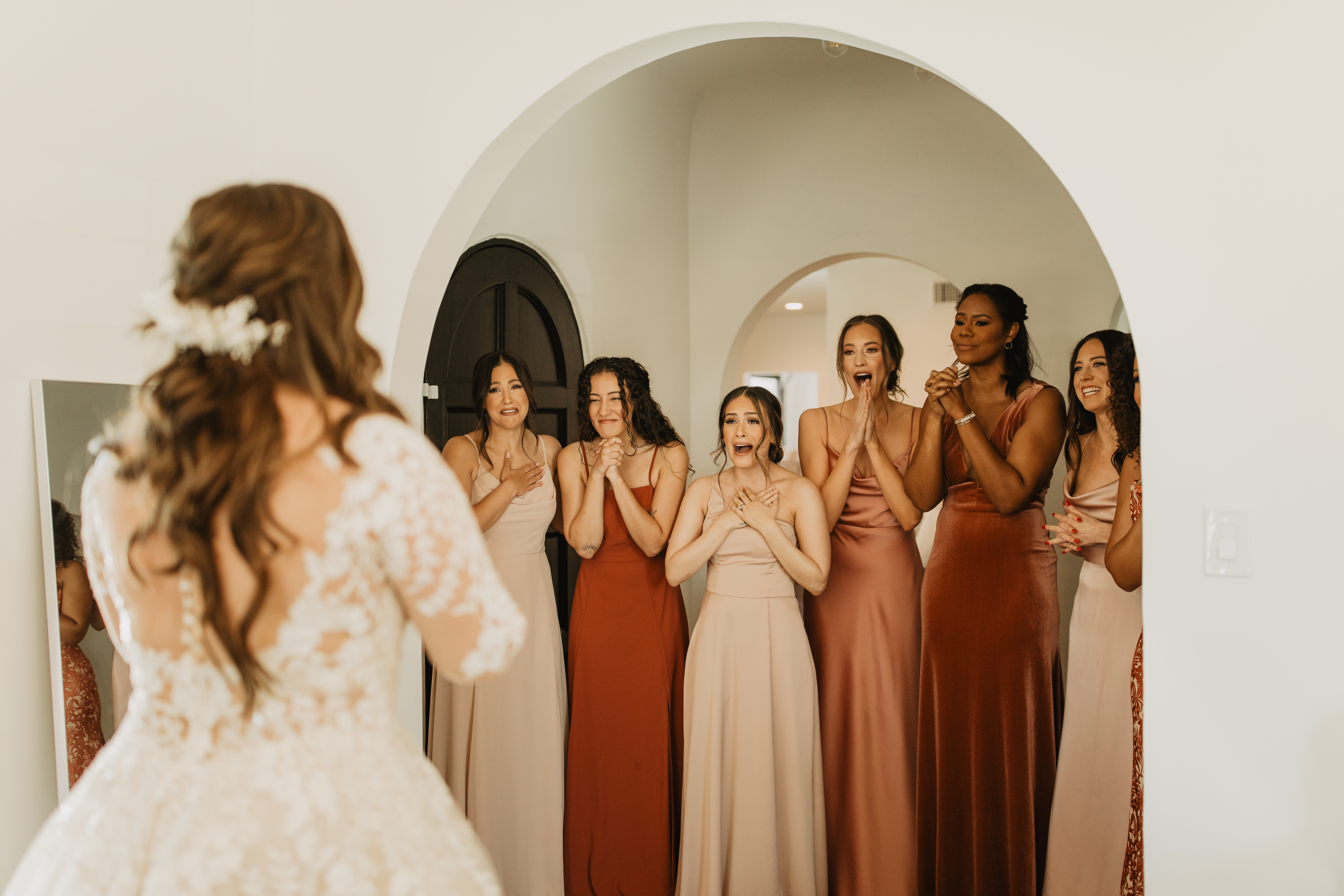 English Rose and Neutral Blush Bridesmaids Real Wedding in Jenny Yoo