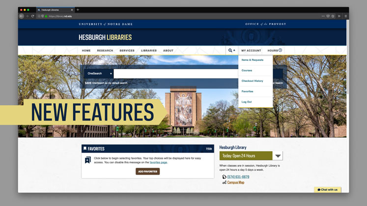 Library website has new features: Favorites and Checkout History | Hesburgh Libraries