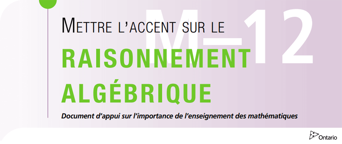 Mettre l'accent sur le raisonnement algébrique