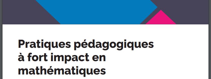 Pratiques pédagogiques à fort impact en mathématiques | Ressource et appuis