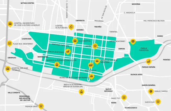 Mapa del Centro de Monterrey | La Haus 