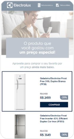 Electrolux uses triggered emails to re-engage with visitors interested in products when those products are discounted.