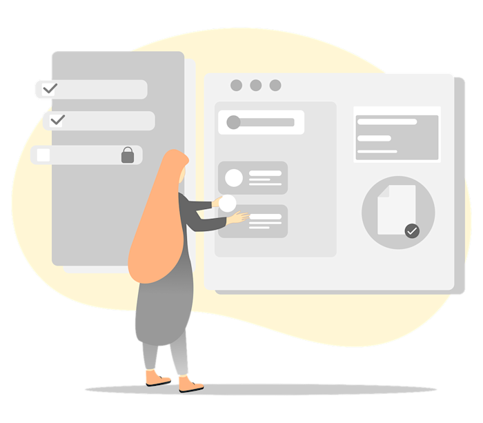 Illustration image of a woman on a computer data