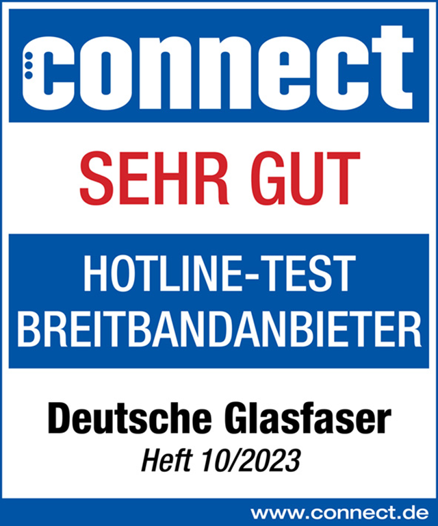 Deutsche Glasfaser Siegel Connect sehr gut Hotline-Test 2