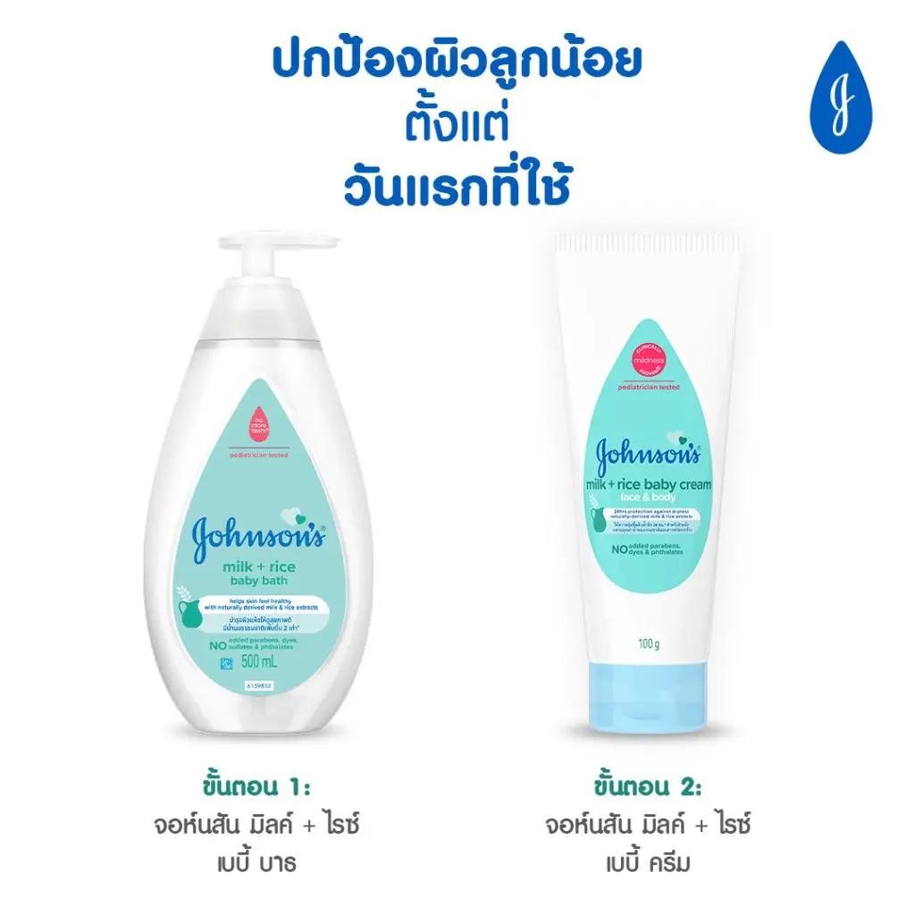 จอห์นสัน มิลค์ + ไรซ์ เบบี้ ครีม เฟซ แอนด์ บอดี้ image 5