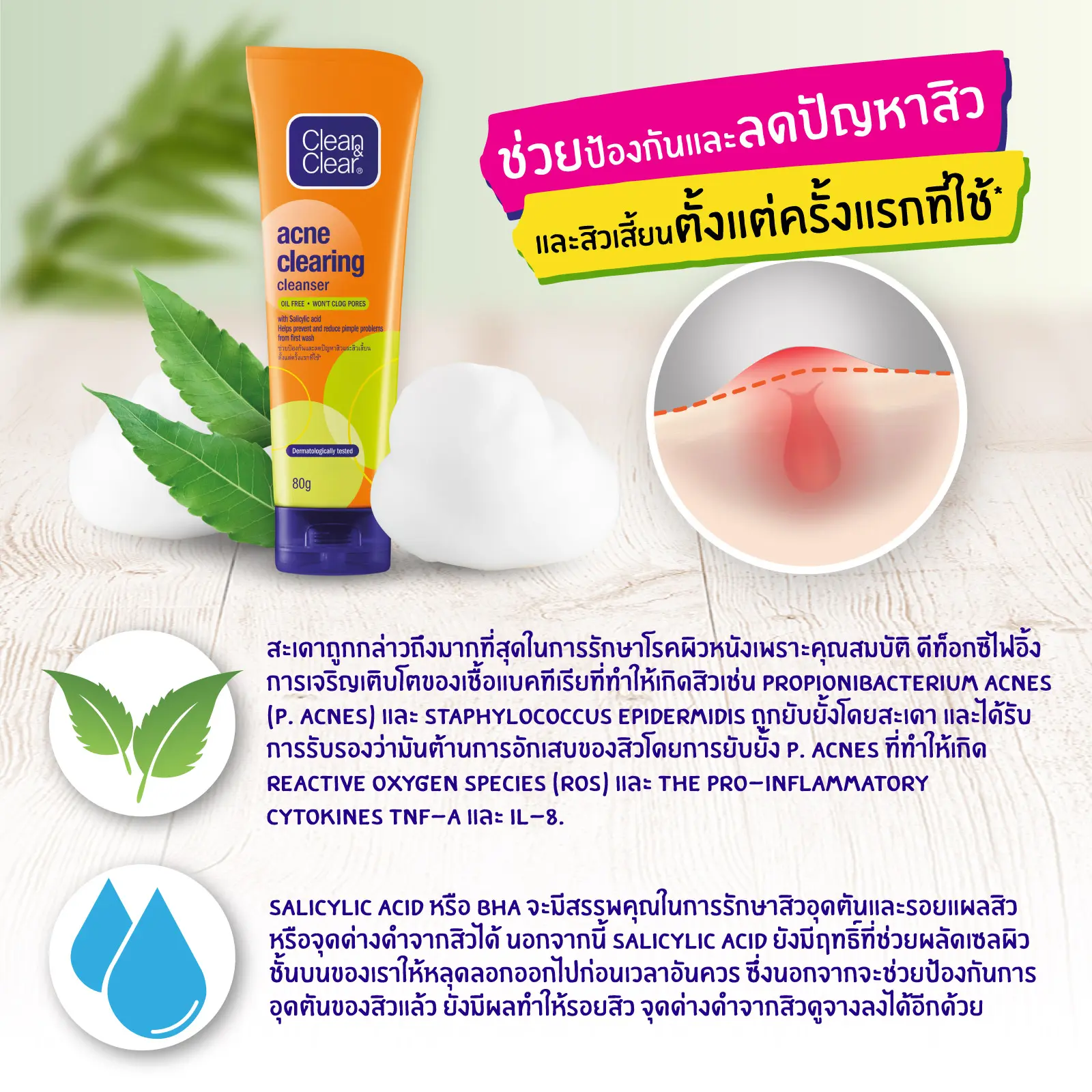 คลีน แอนด์ เคลียร์ แอคเน่ เคลียริ่ง คลีนเซอร์ image 2