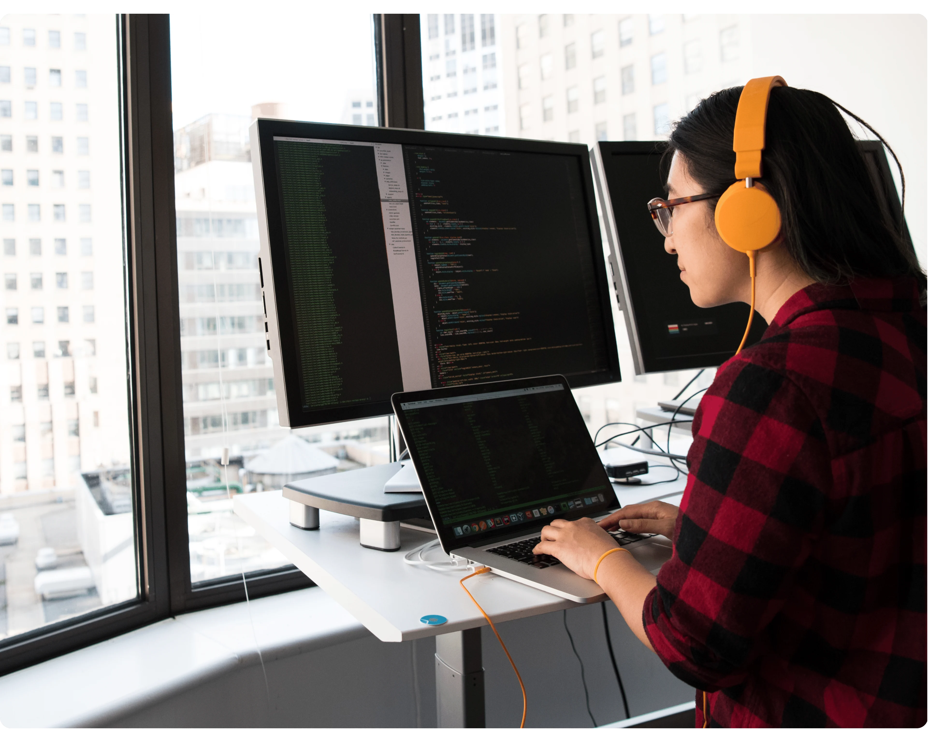 Woman working on a computer