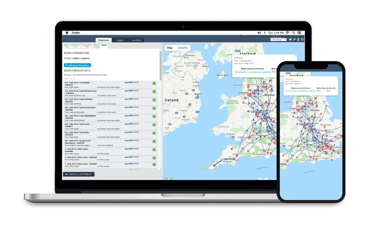 Shipment overview in the Controlant platform.