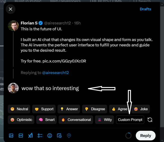 Example of custom prompt