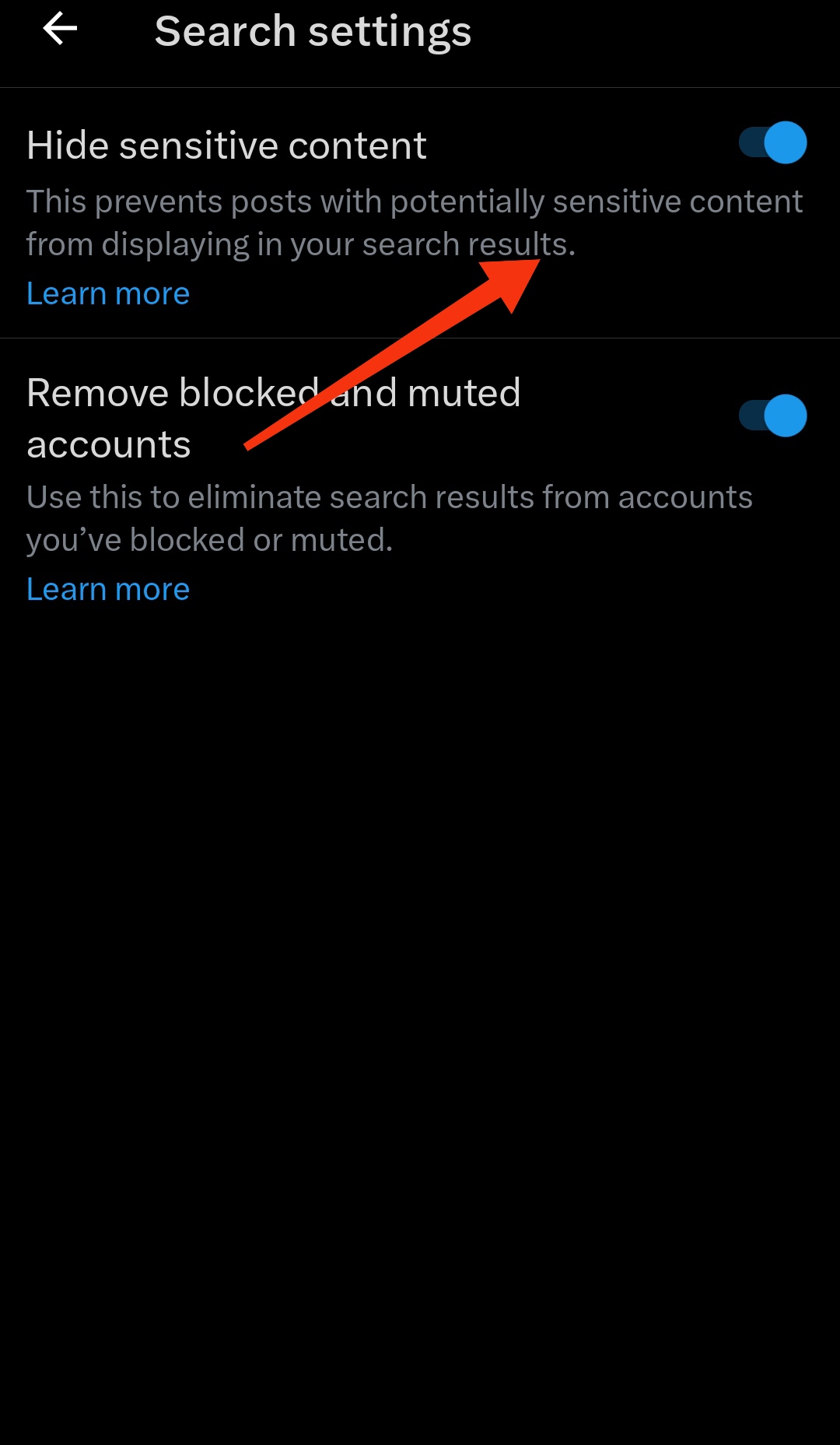 hide sensitive content on x