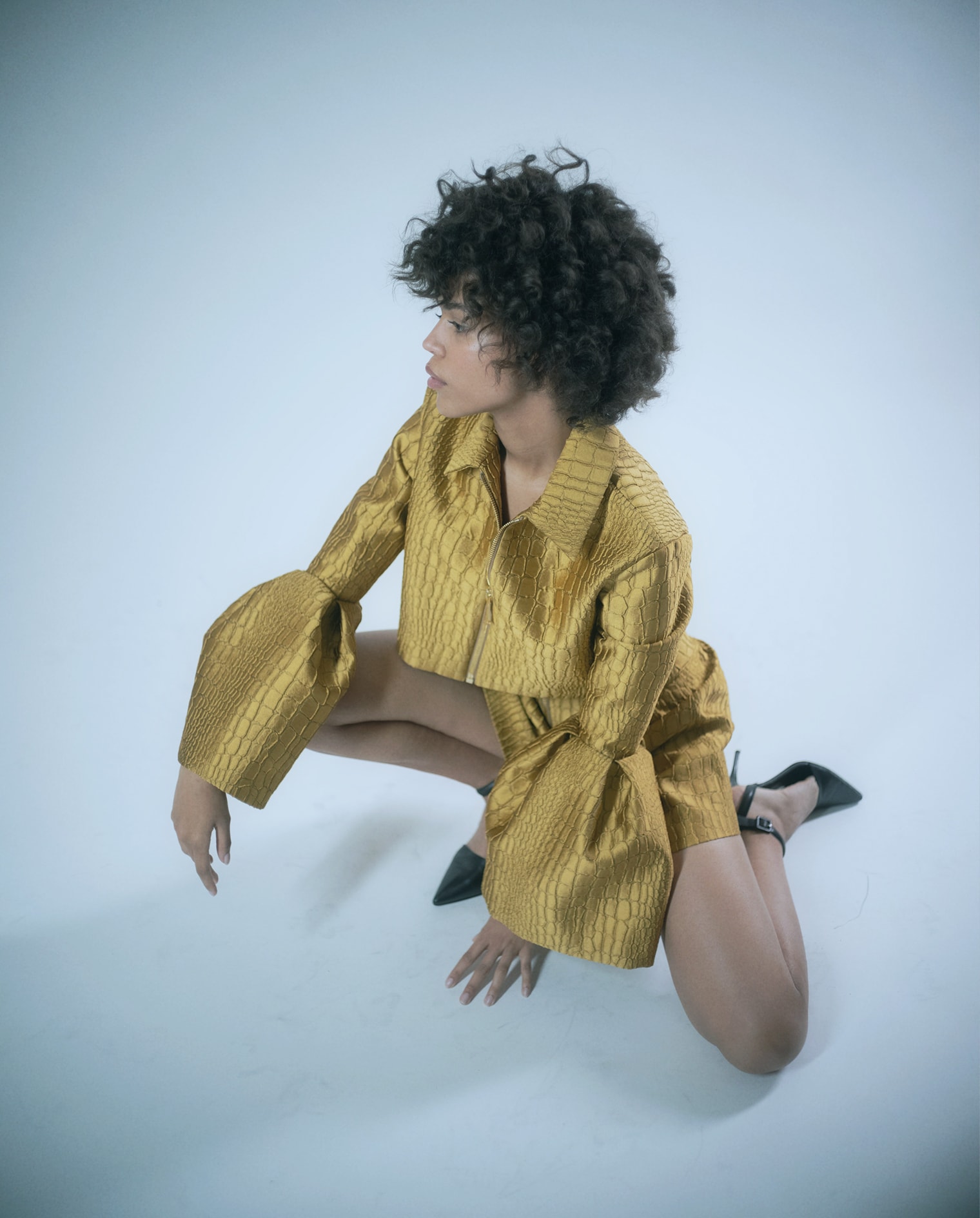 E1972 Alligator Jacquard Crop Jacket