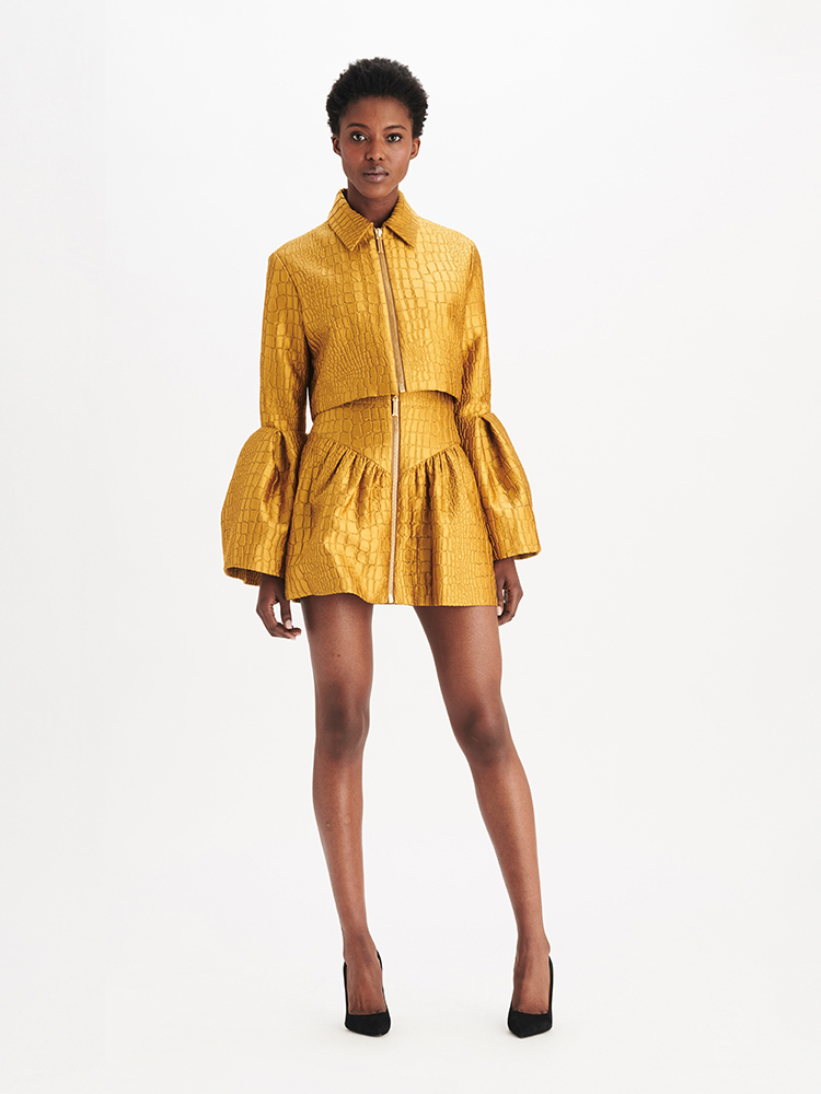 e1972 Alligator Jacquard Jacket and Skirt, Full Look