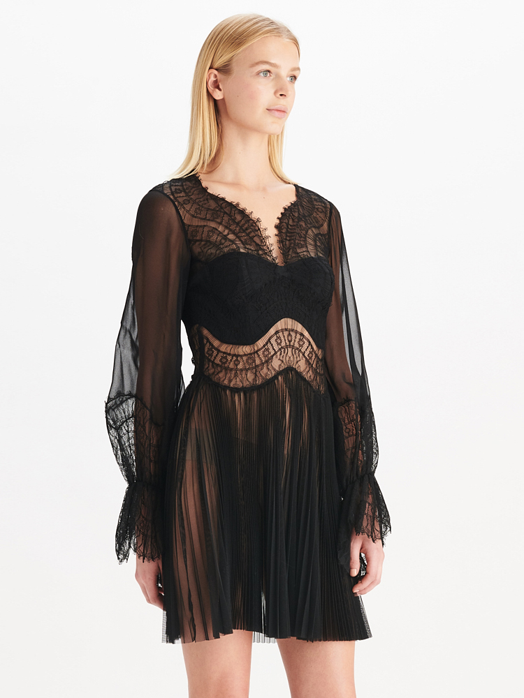 e1972 Scallop Tulle Mini Dress, Side View