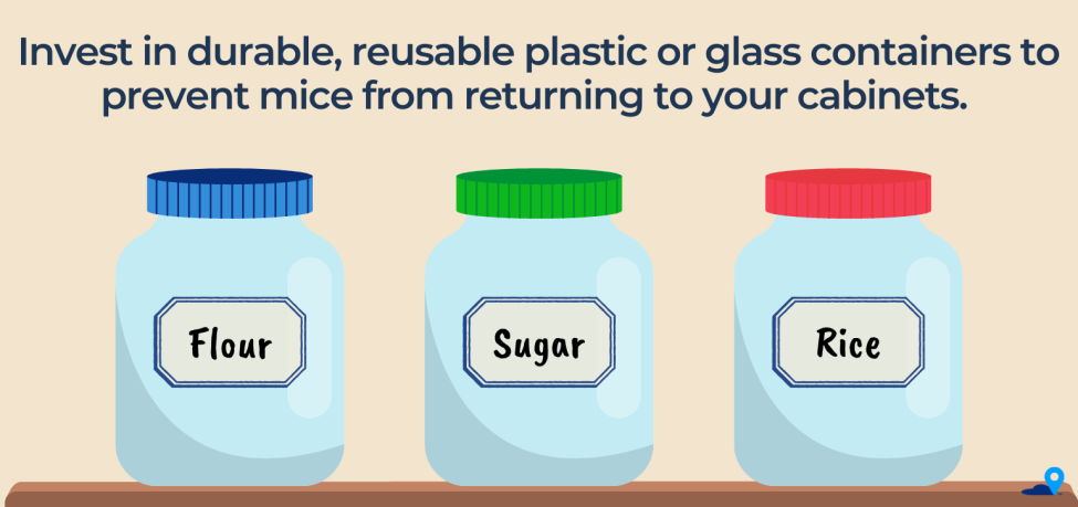 Store any goods that come in paper, cardboard, or thin plastic packaging in sturdier food containers. This may include cereal, flours, sugar, pasta, and even dry pet food like kibble. Consider getting glass jars or airtight plastic containers for this type of food and grains.
