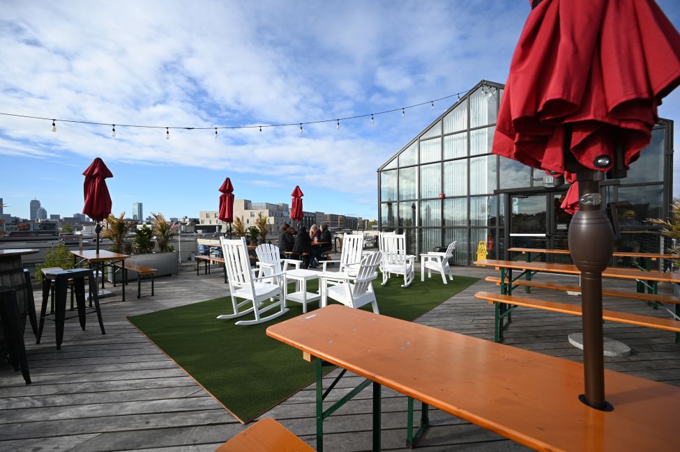 Dorchester Brewing Company Tap Room rooftop patio. Photo courtesy of Dorchester Brewing Co.