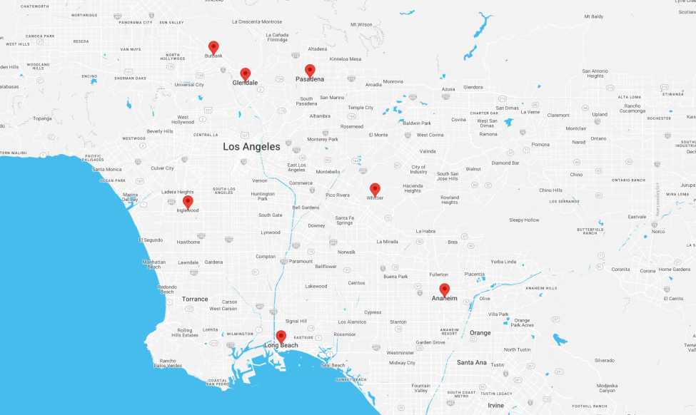 Los Angeles suburbs map