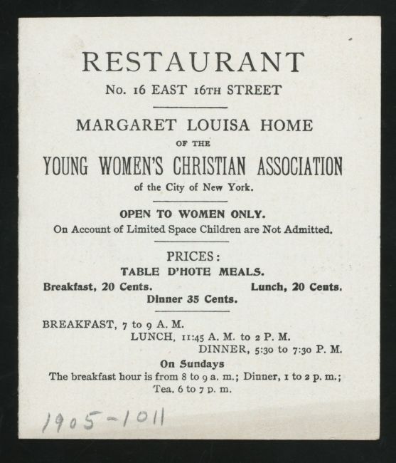 A menu from the Margaret Louisa Home.