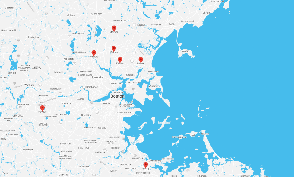 Boston suburbs map