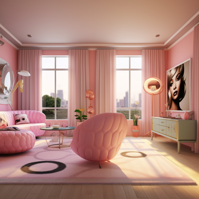 Barbiecore living room-2
