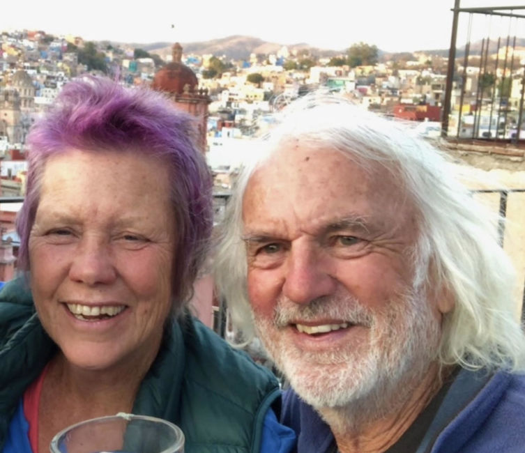 Louisa and Barry on the terrace of their home in Guanajuato, Mexico. Photo courtesy of Louisa Rogers.